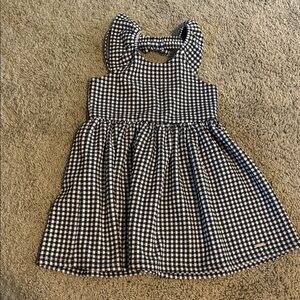Tahari Black and White Gingham Flutter-Sleeve Dress